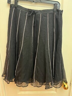 Black A-Line Skirt with Pale Pink Pinstripes